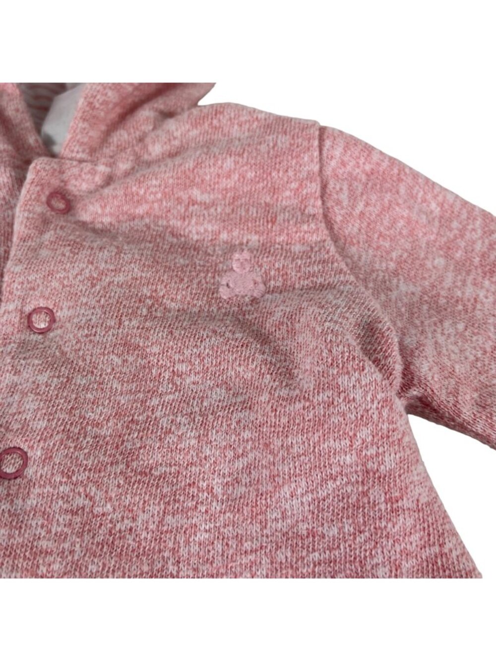Baby Gap Girls 3-6M Reversible Hooded Bear Cardigan Sweater Pink Stripe Jacket - Picture 5 of 7